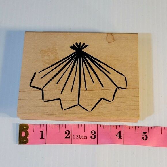 NEW Asian Fan or Teepee Rubber Stamp Denami Design Large Unused Vintage - Picture 4 of 5